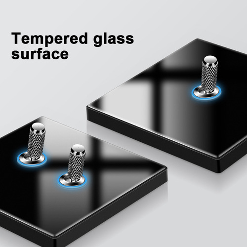 Tempered glass reset switch personalized lever button panel with LED light 86 type concealed wall socket set