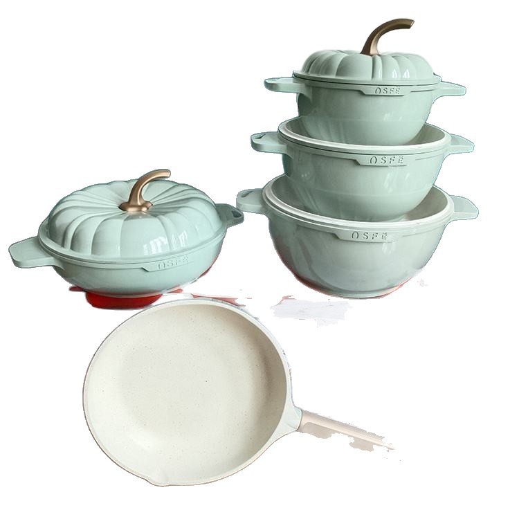 9pcs zapasa de calabaza conjunto de paneles de aluminio de aluminio de aluminio de aluminio de arroz de piedra de mármol antiadherente paneles de aluminio de aluminio al por mayor transfronterizo