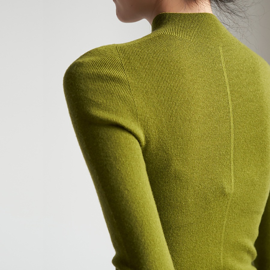 ChicShe ChicShe Seamless One-Piece Commuting Elegant Half-Turtleneck Wool Knit Sweater For Women Autumn Base Layer Top Inner Wear_voghion.com