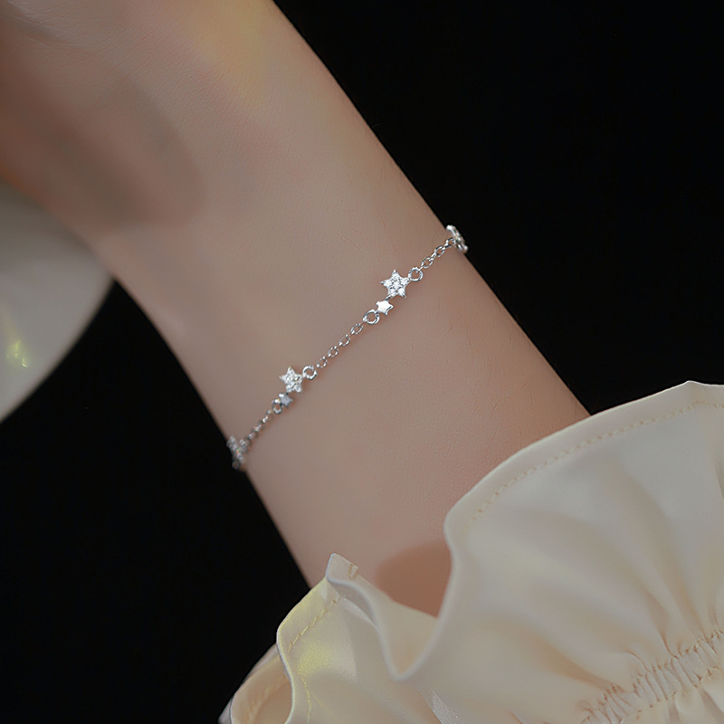 Diamond-Encrusted Star Bracelet for Women, Korean Style, Ins-Style, Light Luxury, Exquisite, Simple, High-End, Versatile, Niche Design Hand Jewelry