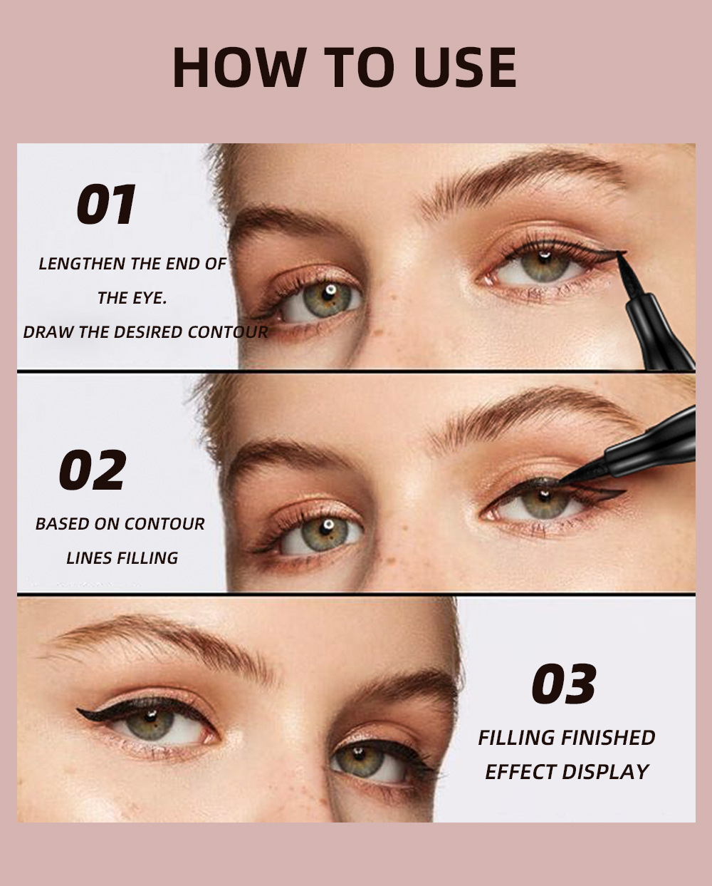 QIBEST eyeliner liquid pen is waterproof, sweat-proof, does not smudge, does not smudge makeup, and is a dark eyeliner pen that dries quickly for beginners undefined