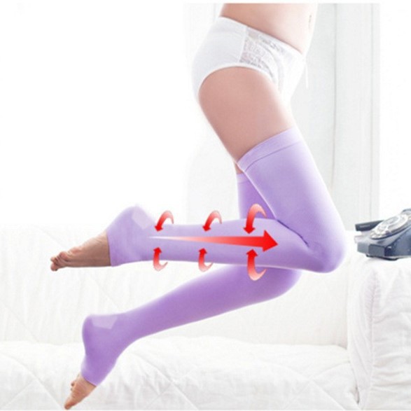 Medias de Compresión por Encima de la Rodilla 480D Punta Abierta de Nylon, Secado Rápido, Anti-fricción, para Dormir