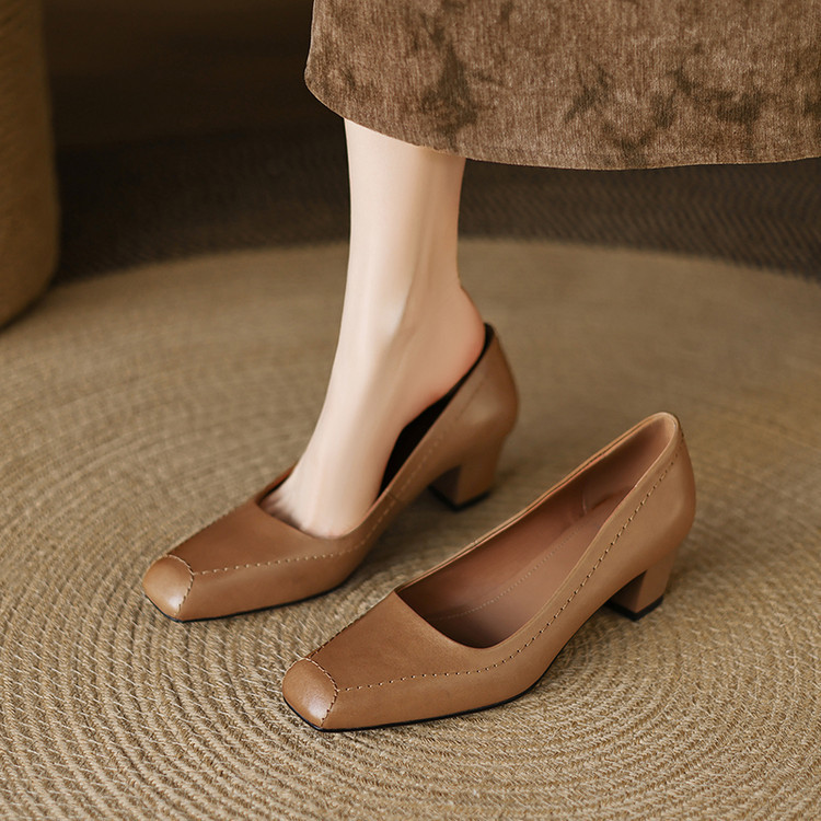 CHIKO Cabrera Square Toe Block Heels Pumps Shoes