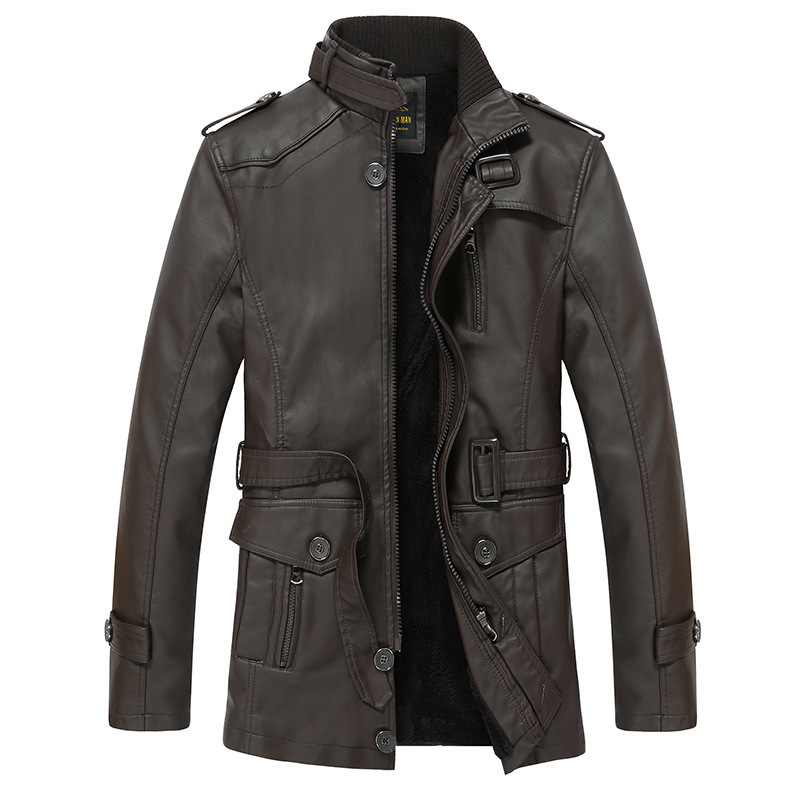 Spring and Autumn Men's Korean-style Leather Jacket Men's Thin Slim Fit Mid-length Plus Size Lite Collar Youth Jacket for Men Spring and Autumn Men's Korean-style Leather Jacket Men's Thin Slim Fit Mid-length Plus Size Lite Collar Youth Jacket for Men