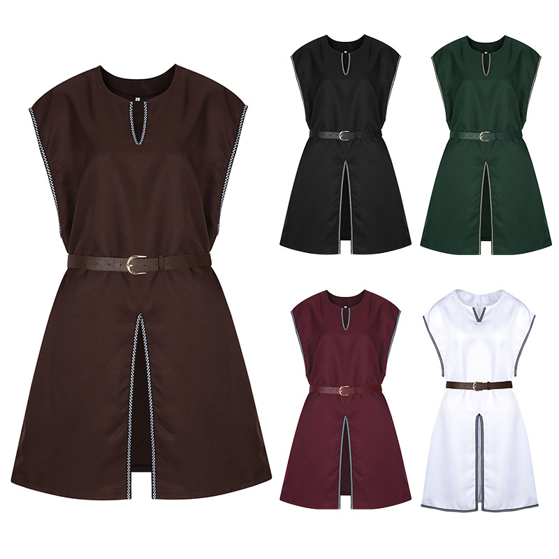 European and American medieval retro knight performance costume, long sleeveless vest, Amazonian waist-cinching vest performance costume