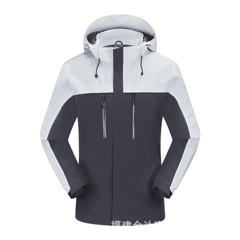 Primavera y otoño al aire libre una sola capa de vestir hombres y mujeres nuevo abrigo con capuz a prueba de viento impermeable ropa de montaña casual al por mayor