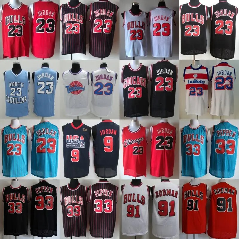 New Amazon Jersey bulls 23 Jordan 33 Pippen 91 Rodman retro embroidered basketball