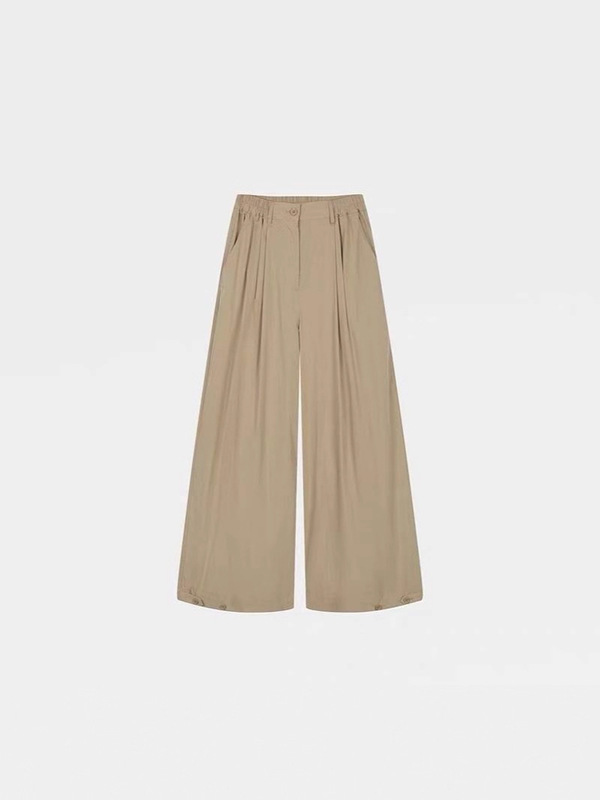 MOUSSY 2025早秋新品休闲慵懒风纯色宽松阔腿长裤|undefined