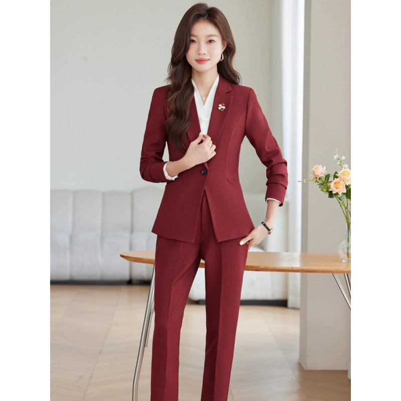 Classic suit, autumn fitted set, elite long-sleeve for work