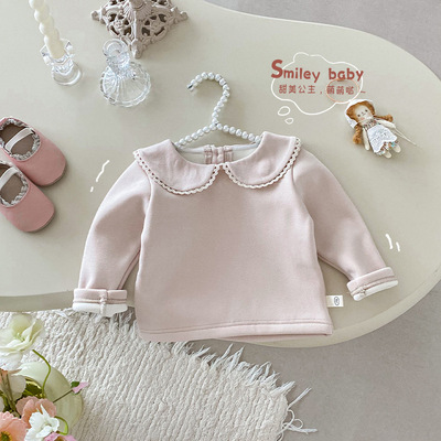Флисовый базовый приятный телу зимний детский однотонный пуховик, 0-5 лет, в корейском стиле, детская одежда, в западном стиле