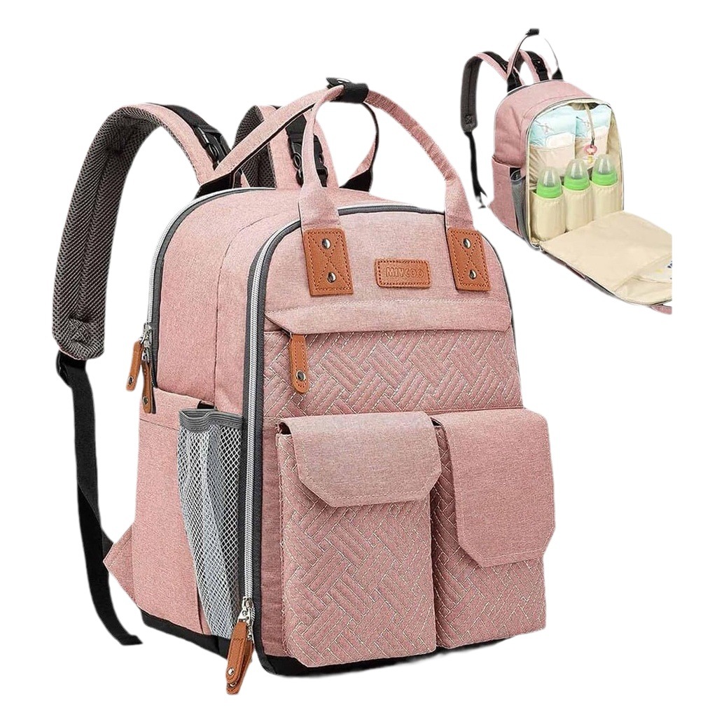 Bolso de momia de doble hombro de gran capacidad a prueba de agua con USB conjunto de tres piezas bolsa de madre y bebé transfronteriza Venta caliente bolsa de madre multifuncional