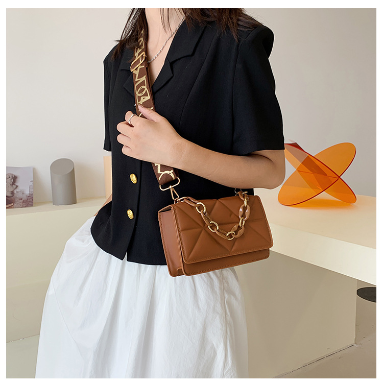 White Black Brown Pu Leather Solid Color Chain Square Evening Bags display picture 3