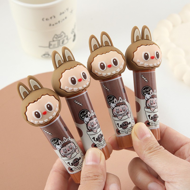 Pegamento sólido de tela de dibujos animados pegamento sólido de silicona portátil para estudiantes DIY hecha a mano varilla de pegamento de alta viscosidad