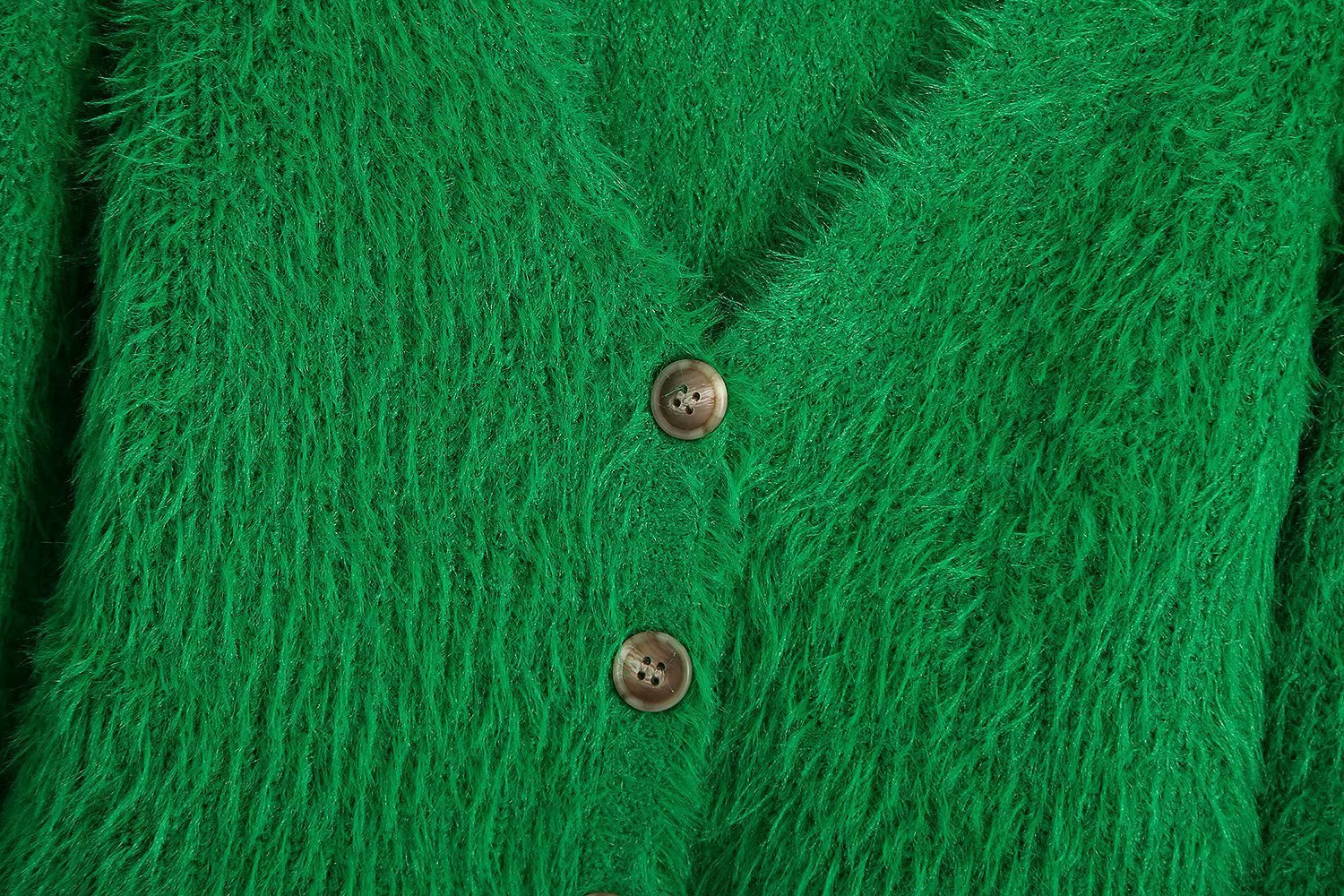 Green Faux Fur Cardigan Sweater NSXFL103305