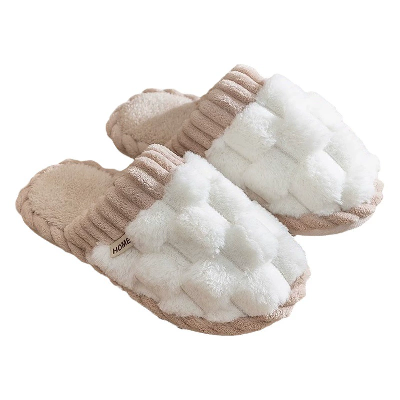 Хлопковые тапочки для дома на флисовой подкладке и утолщающие в домашних условиях для пар, нескользящие меховые тапочки для дома, мягкость оптом