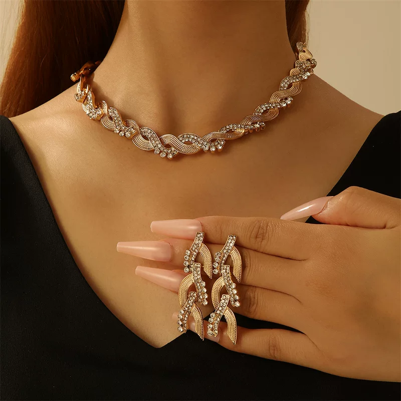 Ожерелье, цепочка, комплект, платье, серьги, аксессуар, европейский стиль