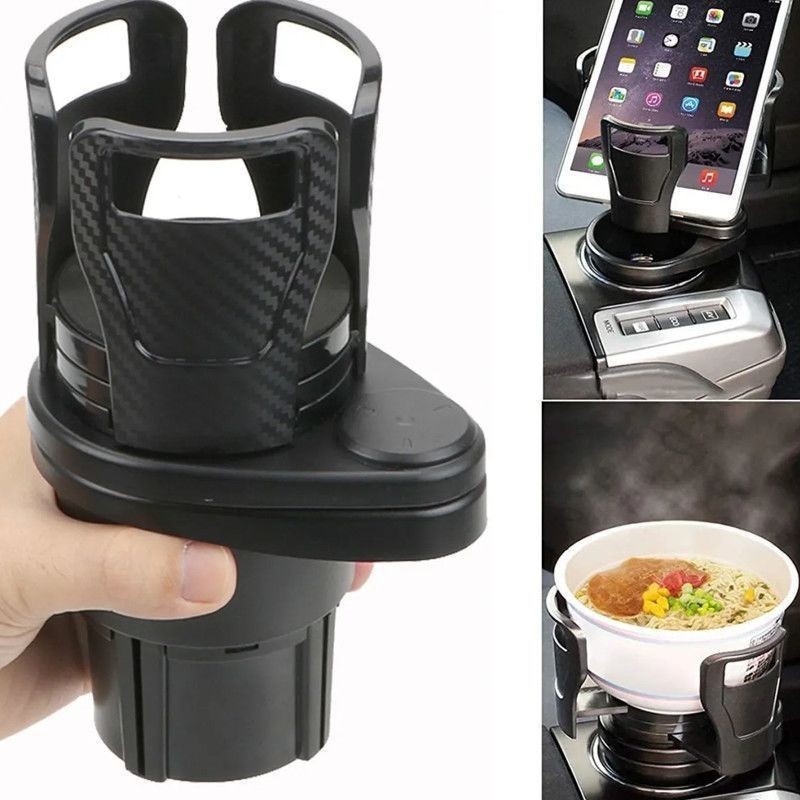 New Multifunctional Car Cup Holder Carbon Fiber Cup Holder Car Dashboard Drink Holder One-To-Two Double-Layer Cup Holder