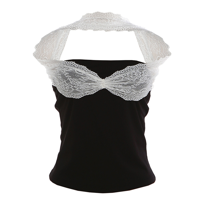 Women's Clothing Women's Lace Patchwork Strapless Slimming Vest Top Style Creative Summer Fashion For Ladies_voghion.com