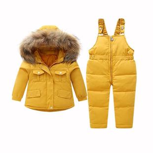 Children's down Jacket Set 2025 New Winter Clothing for Boys and Girls Korean Style Overalls Two-Piece Set Export Wholesale