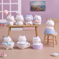 Trendy Blind Box Figures Cute Cat Children's Toys Mini Desktop Ornaments Resin Crafts Birthday Gifts
