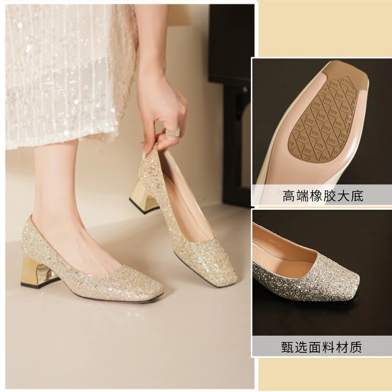 5688E Mary Jane High Heels Women's Thick Heel Elegant French Comfortable Crystal Wedding Shoes Pointed Toe Pumps 5688E Mary Jane High Heels Women's Thick Heel Elegant French Comfortable Crystal Wedding Shoes Pointed Toe Pumps