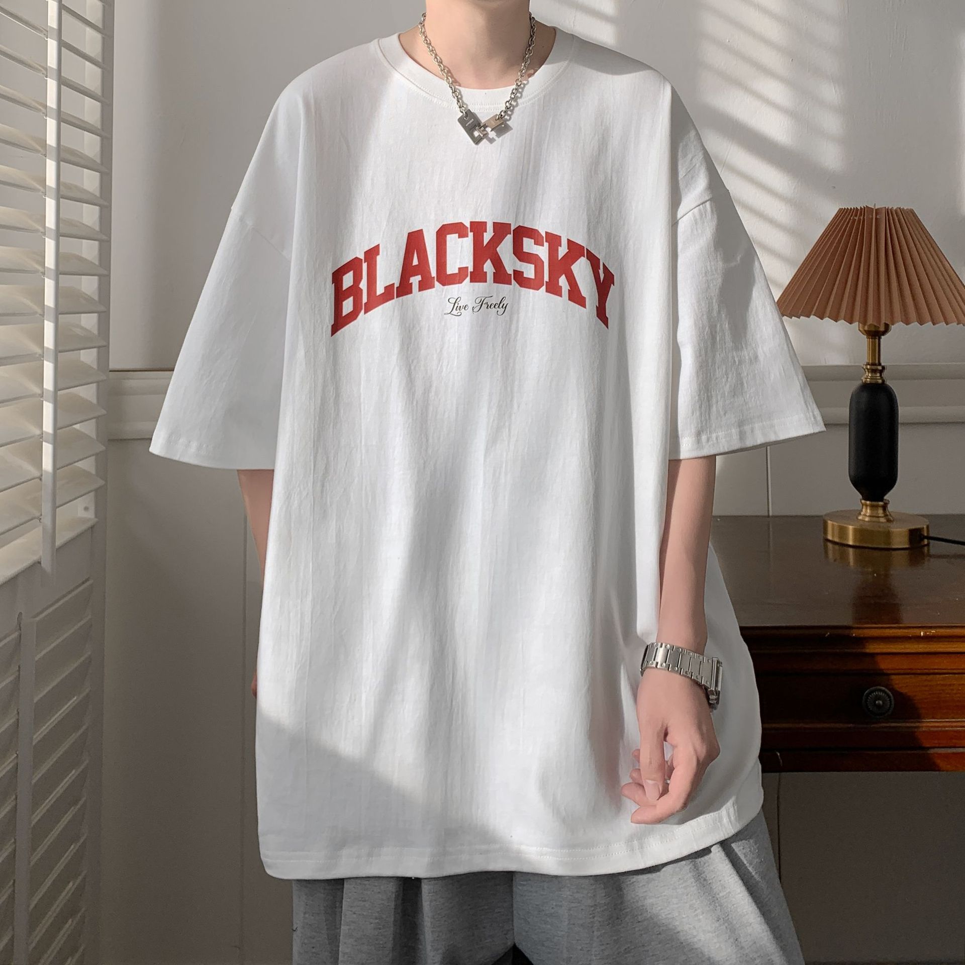 T-shirt in cotone per ragazzi e adolescenti stile retro ampio_voghion.com