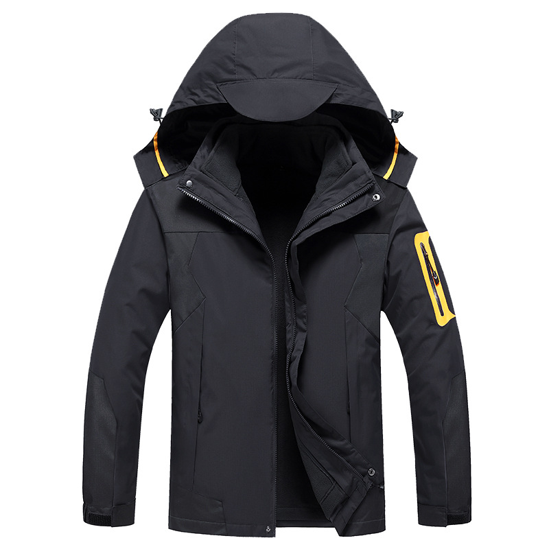 Chaqueta al aire libre tres en uno para mujer desmontable otoño e invierno con forro polar cálido traje de Montañismo a prueba de viento abrigo transpirable para hombres