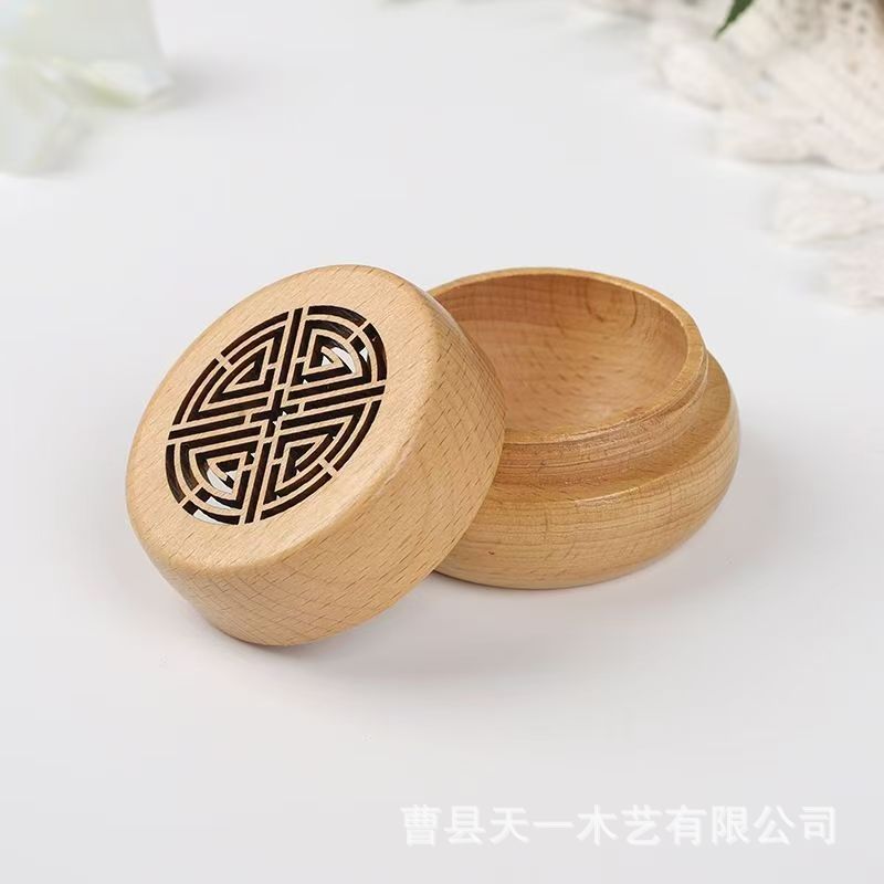 木质精油香熏盒分香器复古镂空车载家用香薰盒持久散香扩香盒
