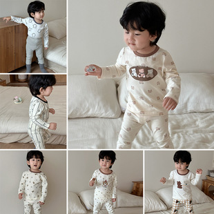 Boys' Autumn Pajamas Home Suit Baby Home Clothes Suit Autumn Children's Autumn Clothes Children's Clothing 2025 New
