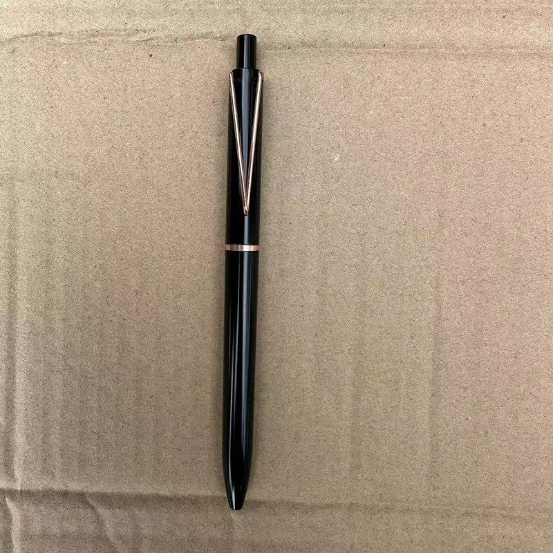 Inventario de alta gama pesada sensación de mano pulsable bolígrafo neutro comercial de alta calidad publicidad bolígrafo de firma logotipo de impresión de escritorio lote