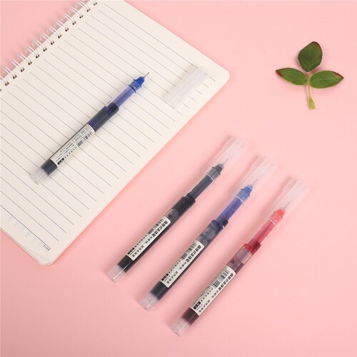 Wholesale straight liquid pen ballpoint pen large capacity 0.5 full needle head water-based signature pen student exam gel pen
