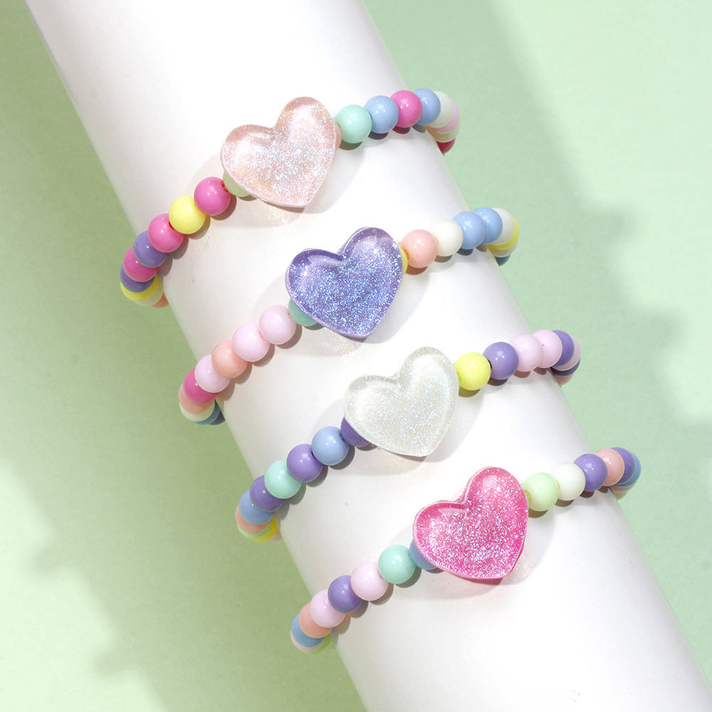 1 Set Sweet Heart Shape Arylic Kidu0027S Bracelets