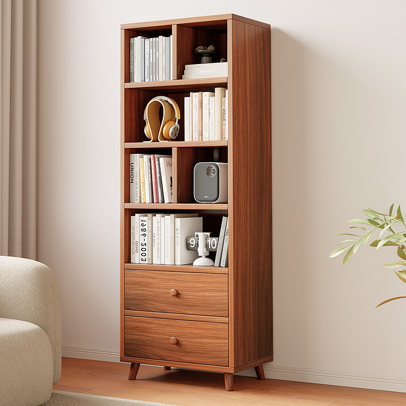 Solid Wood Ecological Board Bookshelf Living Room Floor-To-Ceiling Corner Shelf Home Japanese-Style Narrow Cabinet Display Bookcase