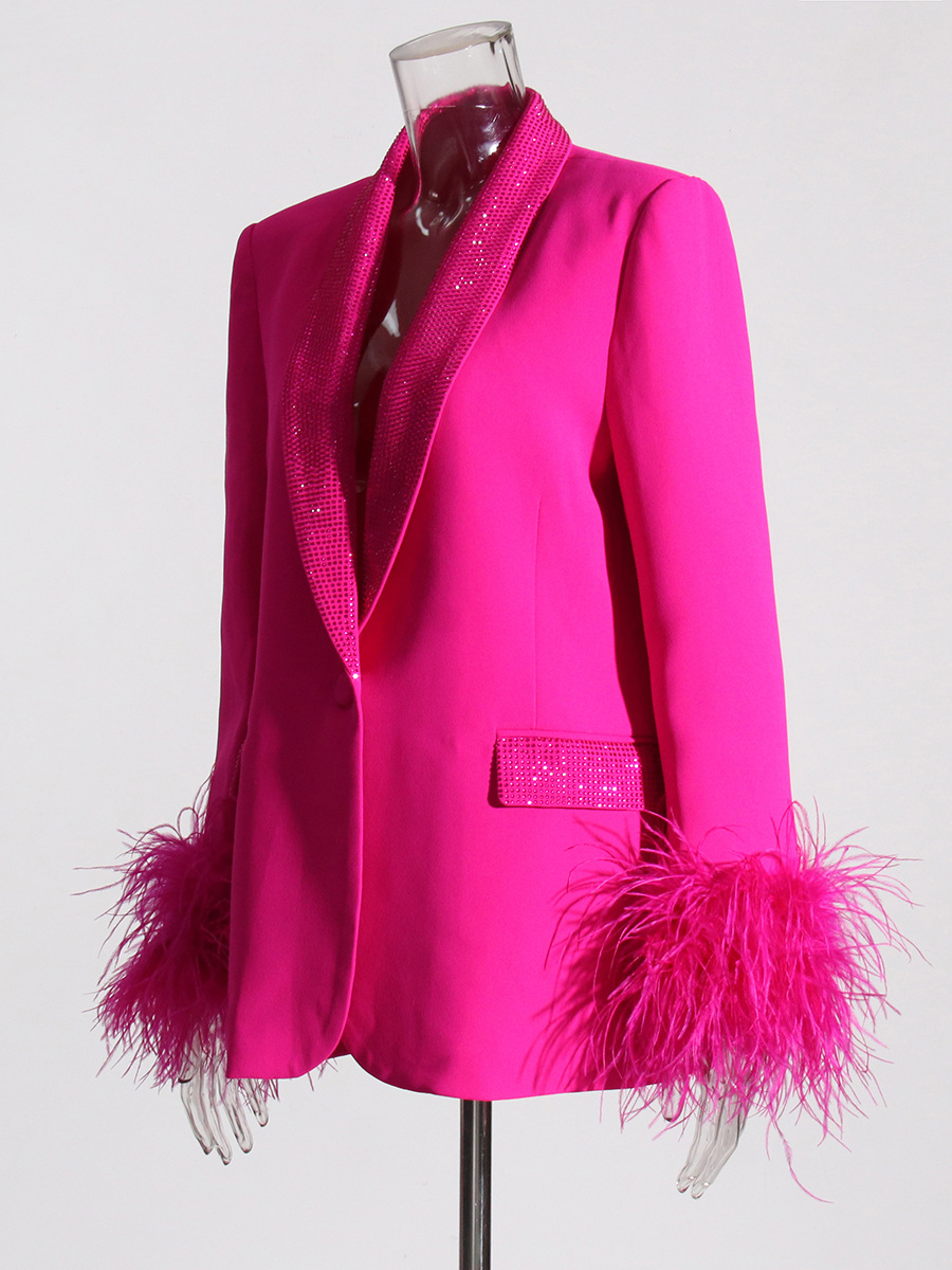 Saco Blazer Estilo Elegante para Mujer de Poliéster con Pedrería para Eventos