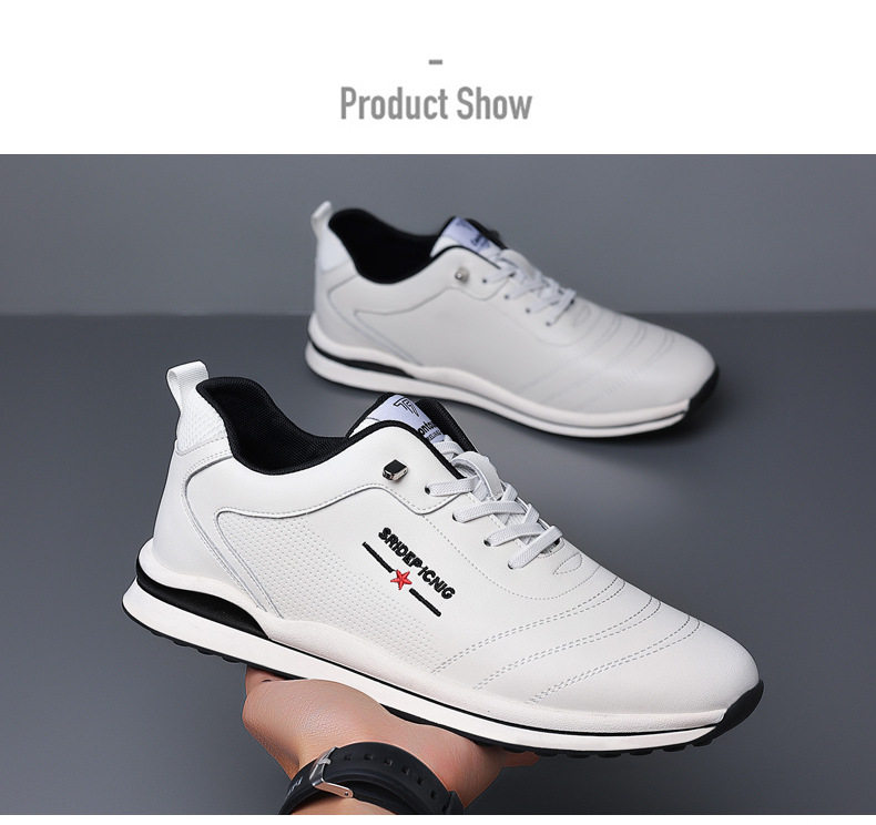 Giày sneaker nam da bò phối màu, đế cao su gót thấp 1–3 cm, dây thun tiện lợi — PZ905 màu trắng, PZ905 màu đen chi tiết 18