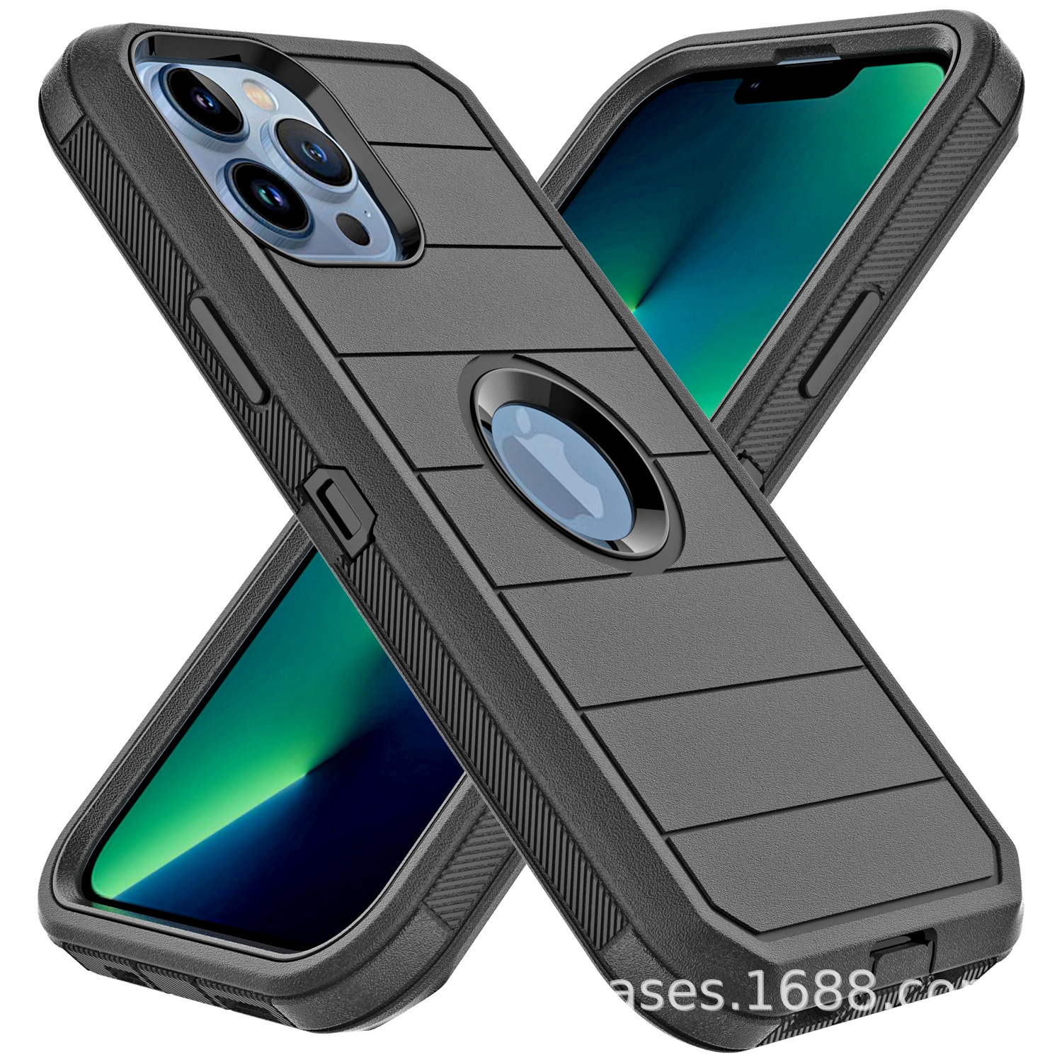 Aplicable a IPHONE 15 tres en uno Carcasa protectora de robot rayado tres en uno con clip trasero