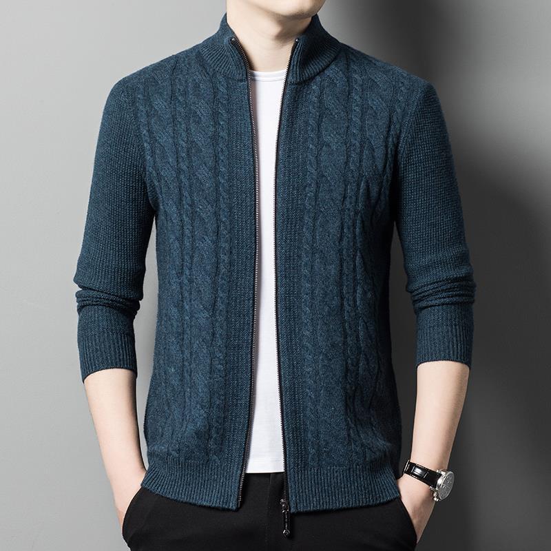 Herren Strickjacke Mit Stehkragen Und Langen Ärmeln Für Den Winter_voghion.com