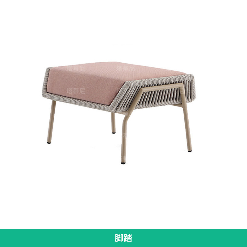 Sofá de exterior, muebles de ocio impermeables para jardín y balcón, para patio de hotel B&B, conjunto de sofás de ratán con protección solar image 9