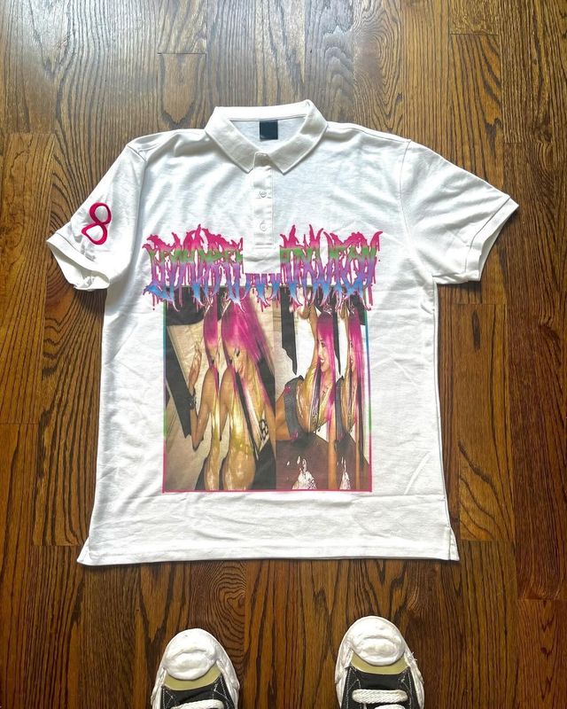 Y2k半袖ポロシャツtシャツプリント柄トップスダークブラックゴシックヴィンテージ夏ストリートウェアトップス|undefined