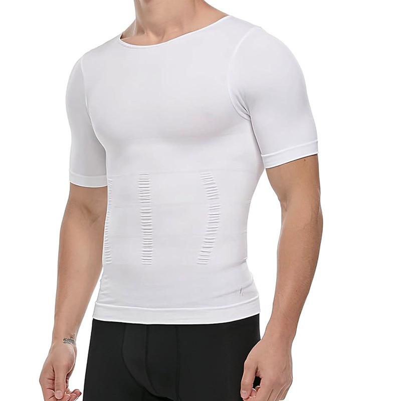Cross-border Seamless Men's Body-shaping Short-sleeved Top Abdominal Back-lifting Pressure Tight Underwear Moisture-wicking Sports T-shirt Cross-border Seamless Men's Body-shaping Short-sleeved Top Abdominal Back-lifting Pressure Tight Underwear Moisture-wicking Sports T-shirt