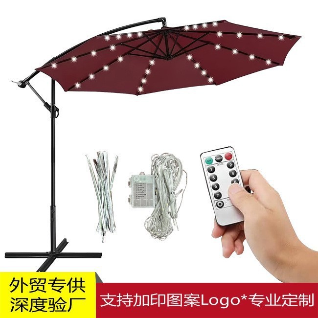 Parasol al aire libre jardín jardín luces led cadena con control remoto protección solar hogar banana paraguas al por mayor comercio exterior image 1