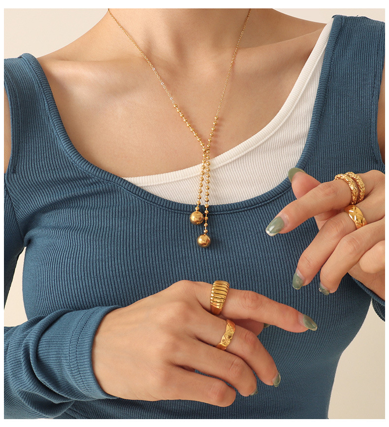 Bijoux Faisceau Balle Pendentif Femme Clavicule Collier Titane Acier 18k Or display picture 1