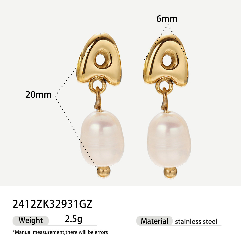 Alta europa y americana de acero inoxidable pendientes de perlas de alta calidad nicho simple joyería de acero de titanio letras pendientes de oro y plata mujeres