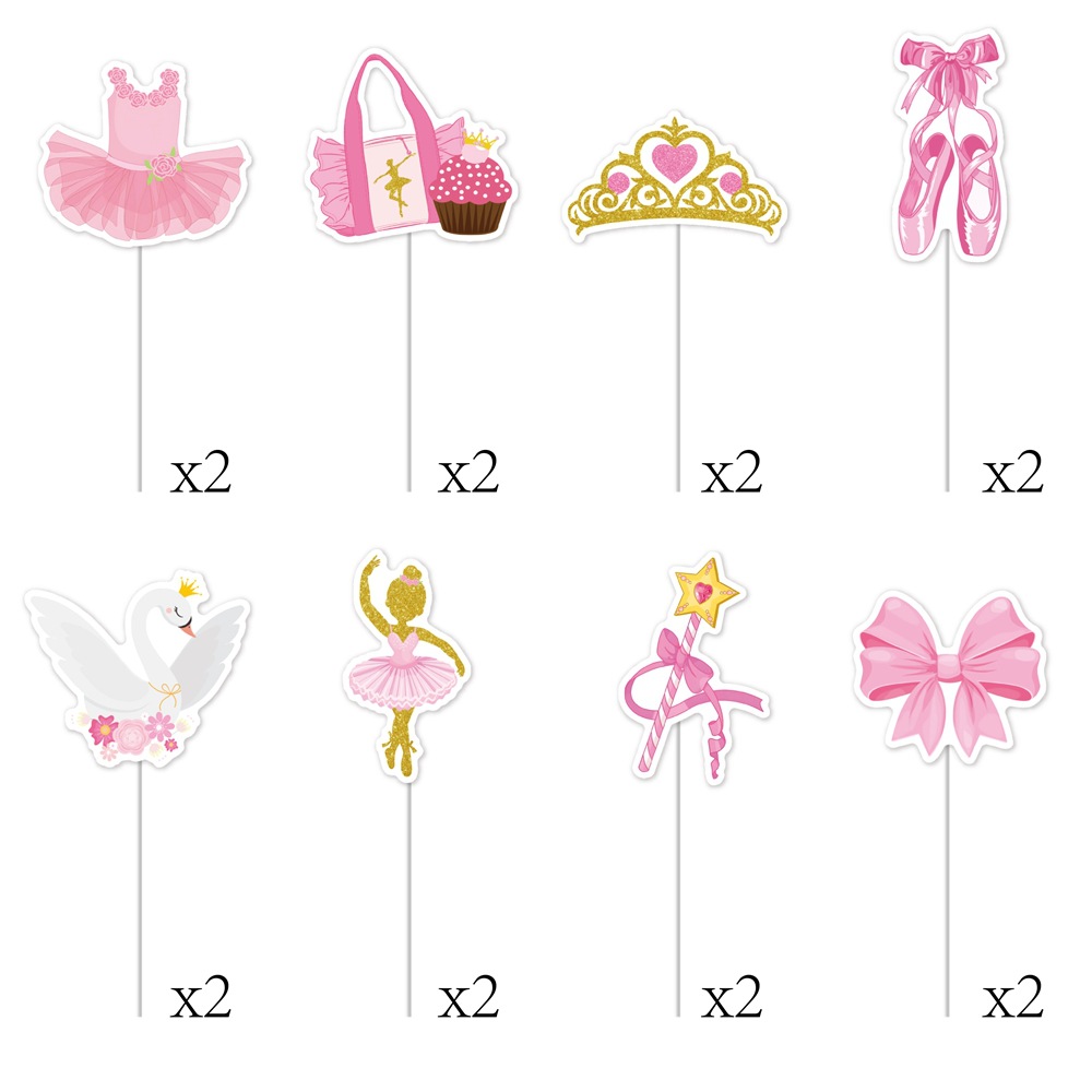 Nuevos productos transfronterizos ballet decoración de fiesta de cumpleaños temática ballet rosa tarjetas de decoración de pastel de cumpleaños