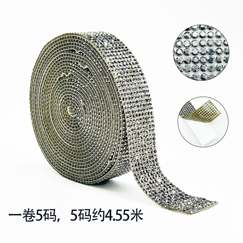 Tela de diamantes de imitación, cinta de diamantes de imitación de vidrio, accesorios de ropa, tiras de diamantes, decoración del hogar, fila de diamantes, accesorios de joyería, diamantes de imitación, diamantes de flash autoadhesivos