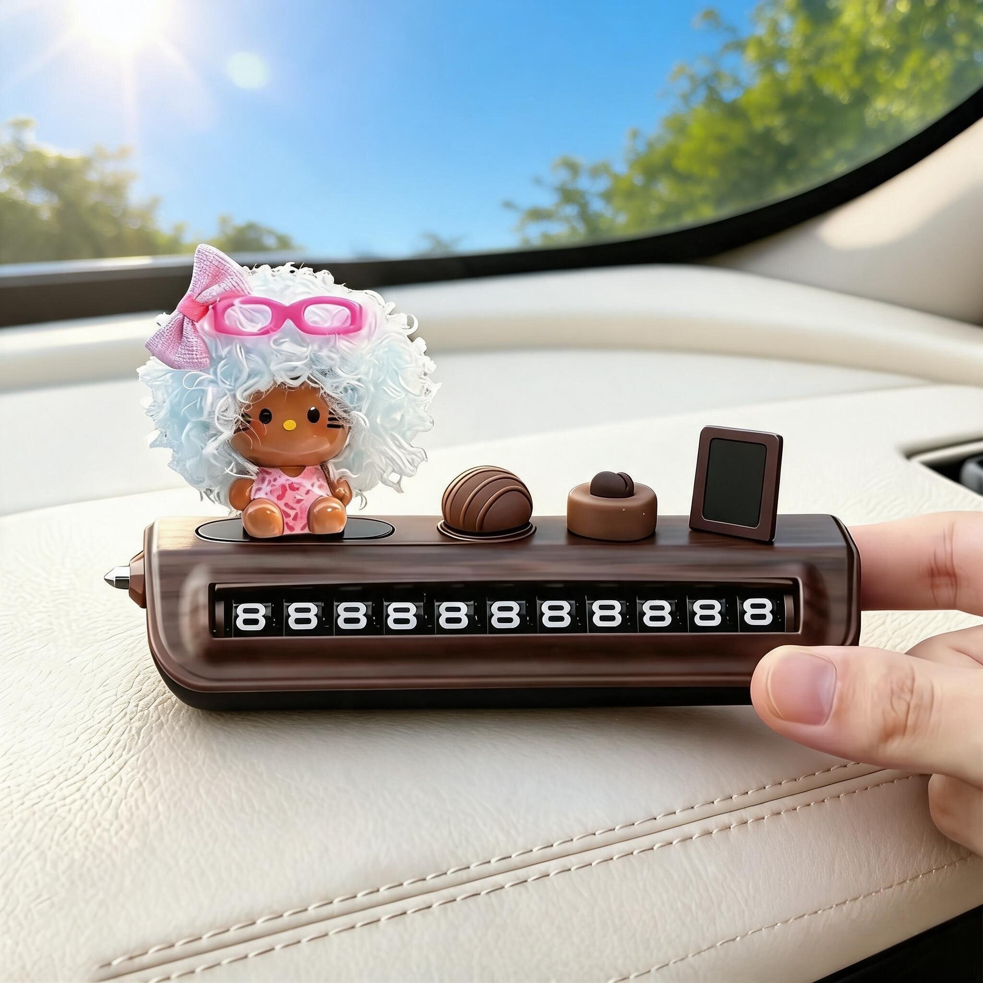 2026 New Model Kitty Temporary Parking Number Plate for Moving Car, Phone Number Sign for Car, Cute for Women