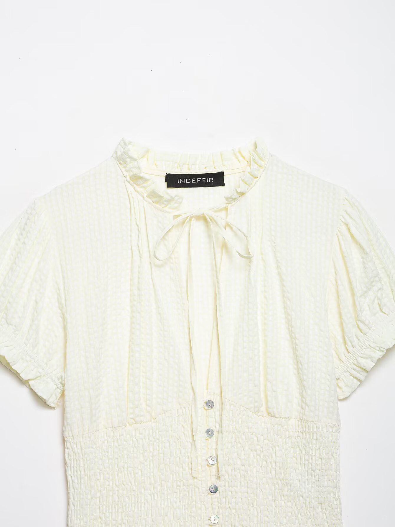 Women's Clothing Women's Bow Embellished Patchwork Shirt Top Elegant Fashionable Spring Summer For Formal & Casual For Women_ecoleips.com