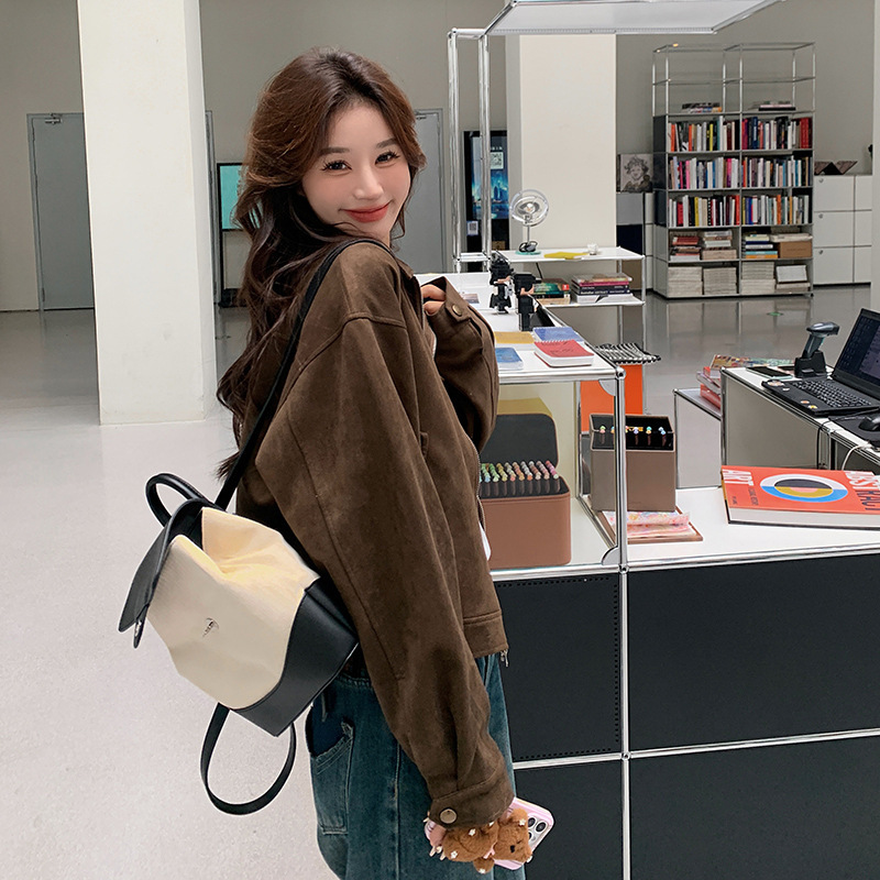 美拉德短款麂皮绒外套女秋冬装美式复古慵懒chic又酷又飒皮衣夹克|undefined