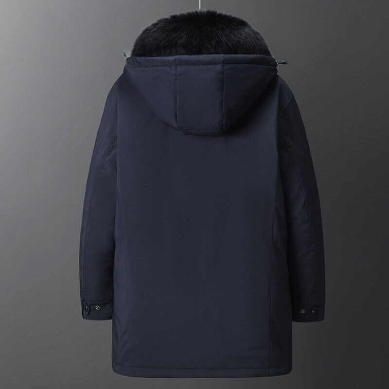 Winter New Down Jacket for Men, Medium Length, Middle-aged and Elderly Dad's Warm Coat, Men's Hooded Jacket, Thickened_voghion.com