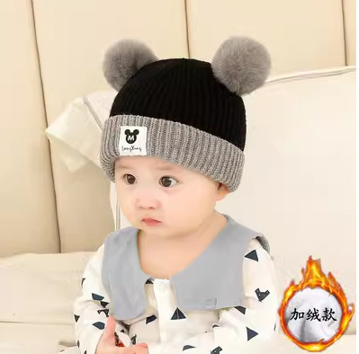 赤ちゃんの帽子秋冬の超萌え赤ちゃんの保温毛の帽子男の子の女の子のニット防風幼児の帽子の潮|undefined